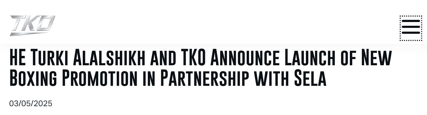 HE Turki Alalshikh and TKO Announce Launch of New Boxing Promotion in Partnership with Sela