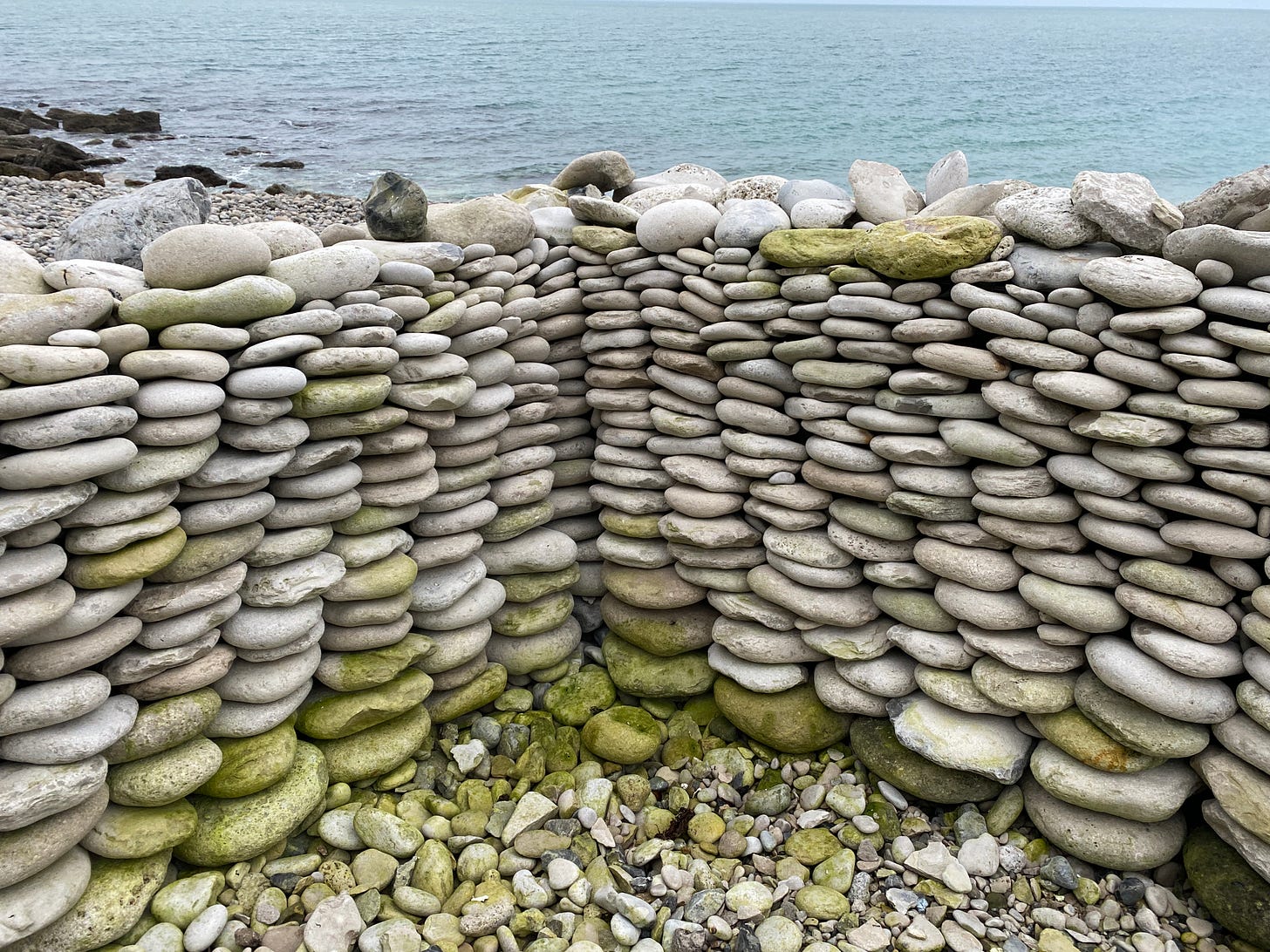 stone wall on a beach