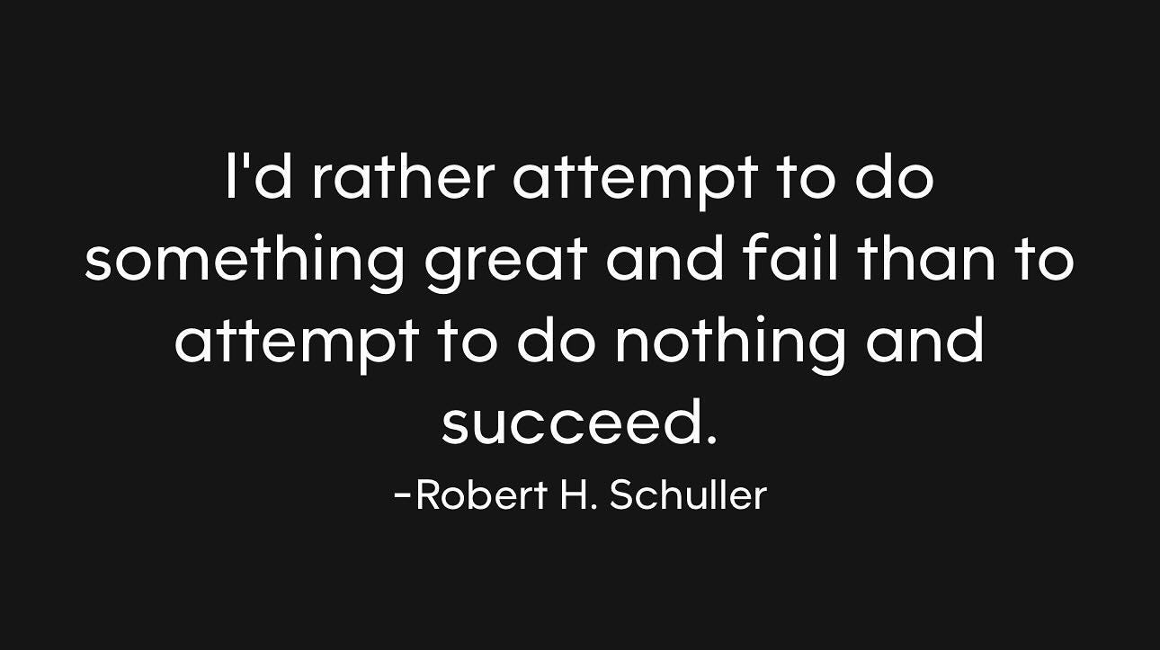 Photo by Stan R. Mitchell, author and podcaster on February 26, 2024. May be an image of text that says 'I'd rather attempt to do something great and fail than to attempt to do nothing and succeed. -Robert H. Schuller'.
