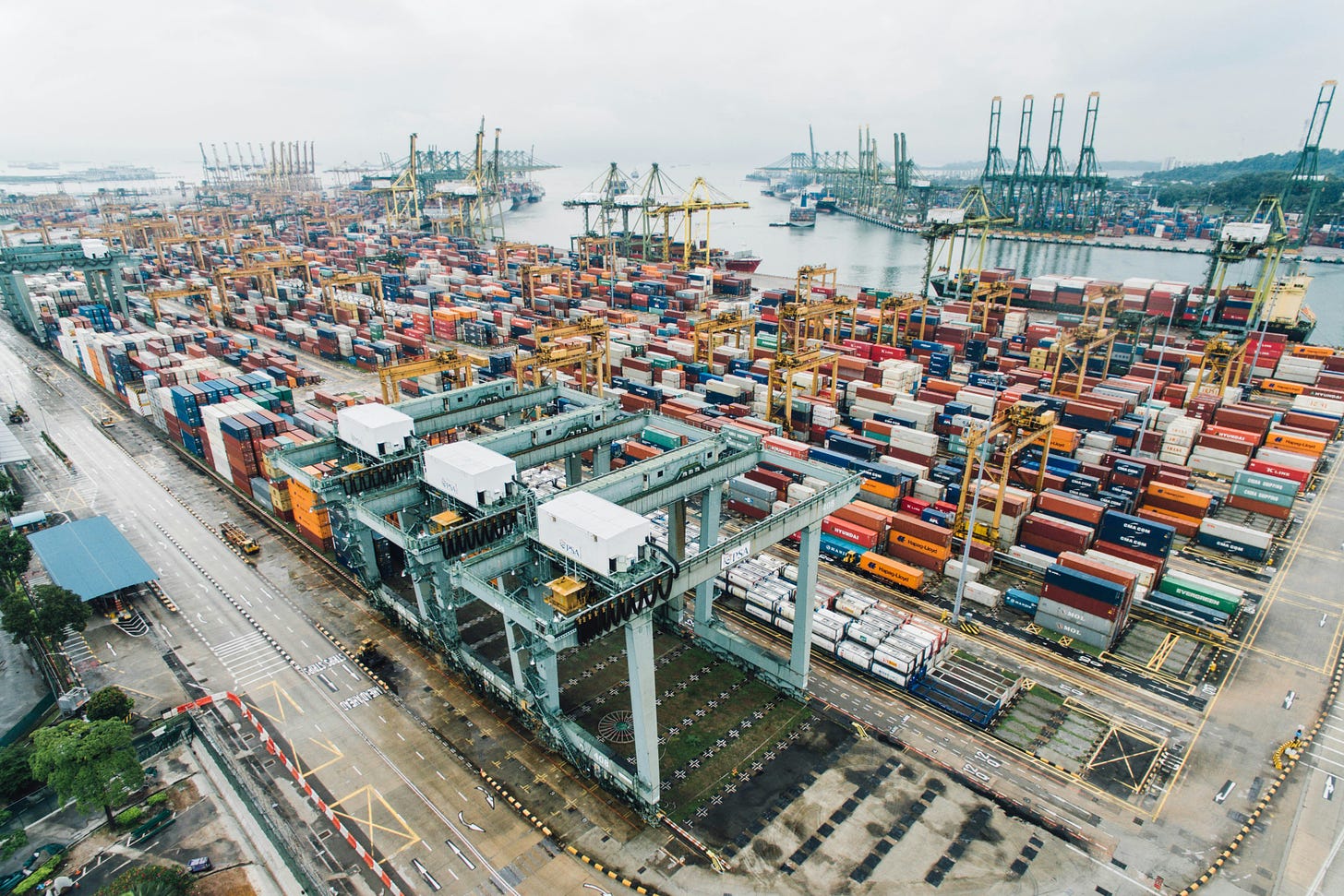 Shipping containers at a port