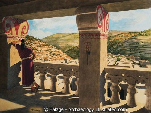 King David on his balcony. Illustration by Balage Balogh.