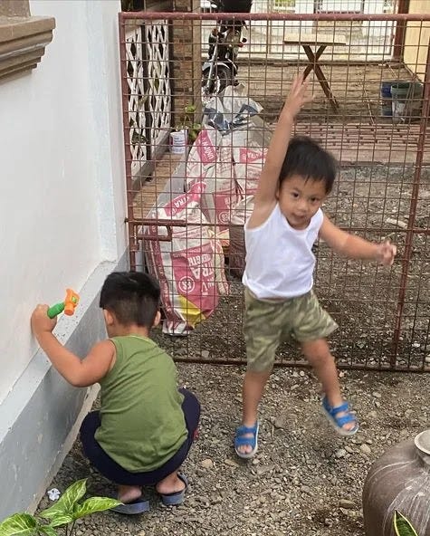 Little kids happily playing