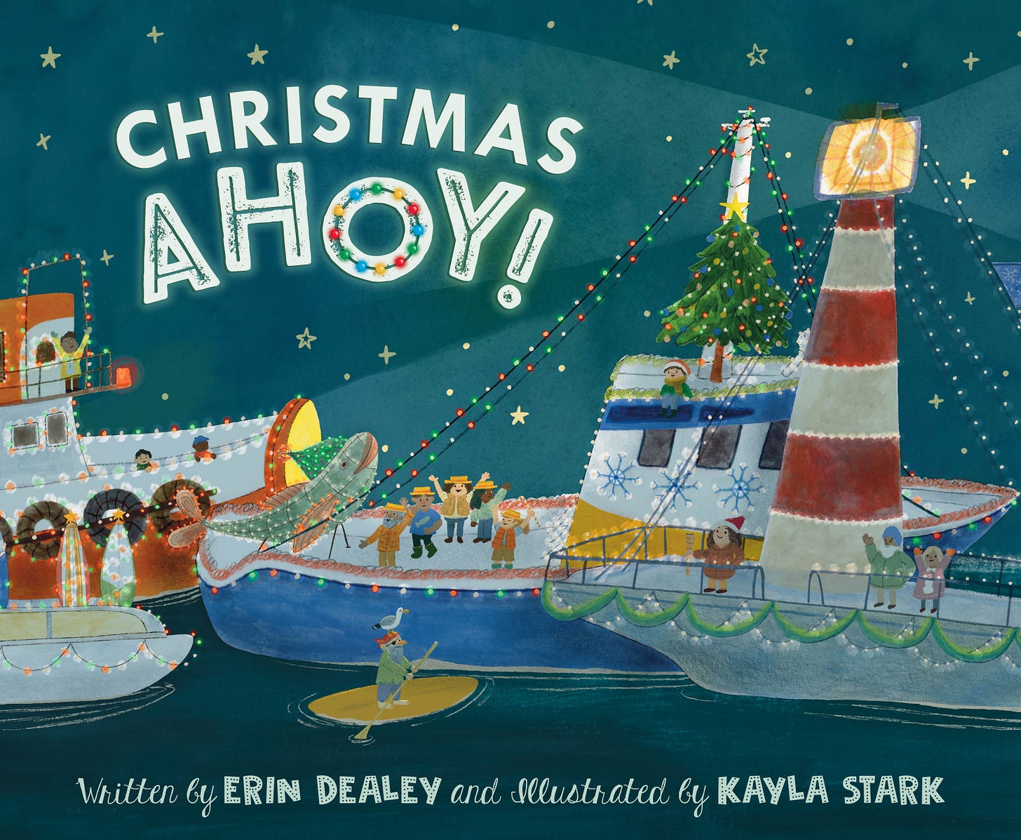 Christmas Ahoy book cover Erin Dealey and Kayla Stark counting boat parade illustration picture book