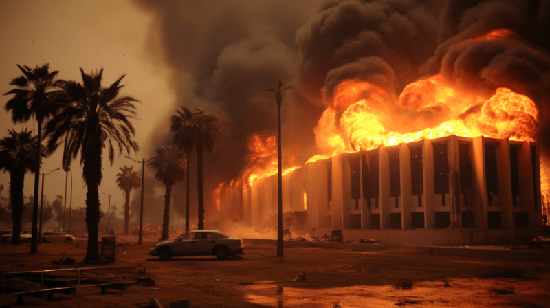 Benghazi Libya burns on September 11th, 2012. Illustration by SOFREP