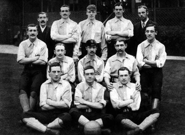 Sport, Football, Everton F,C, 1889-1900, Back row, L-R: D,Waugh, , A,Hannah, , R,E,Smalley, D,Doyle, Mr, Molyneux, , Middle row, L-R: A,Latta,...