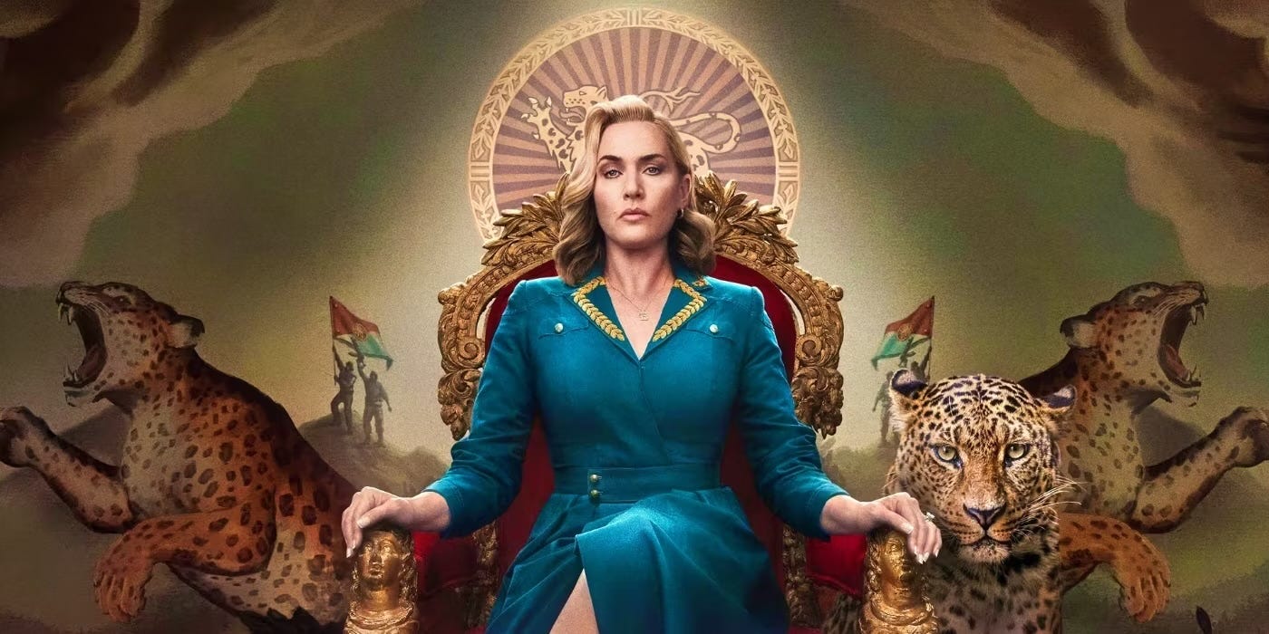 LL Kirchner’s Ill-Behaved feature of the month, Kate Winslet atop a throne surrounded by leopards