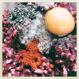 Beef and venison mince with choices spices and an egg to create a venison burger