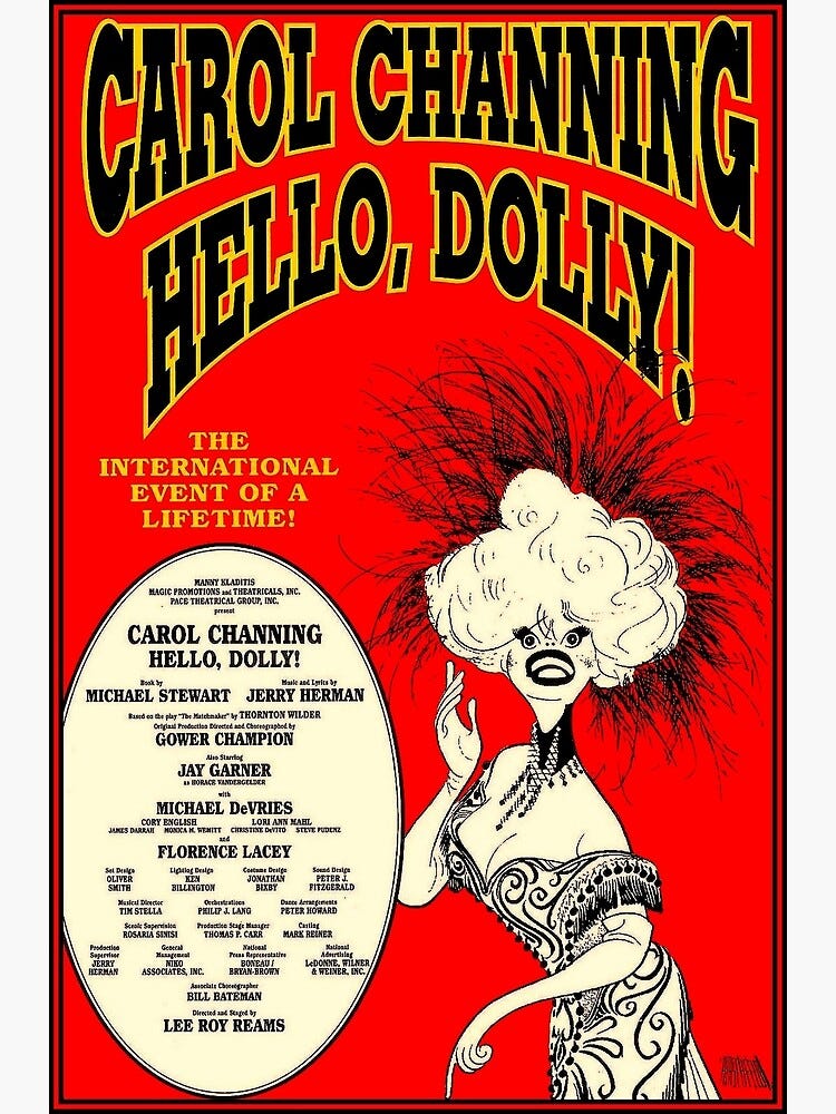 HELLO DOLLY : Vintage Carol Channing Broadway Musical Print" Greeting Card  for Sale by posterbobs | Redbubble
