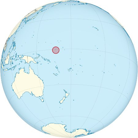 Carte du globe où l'île de Nauru apparue complètement perdue, au beau milieu du Pacifique