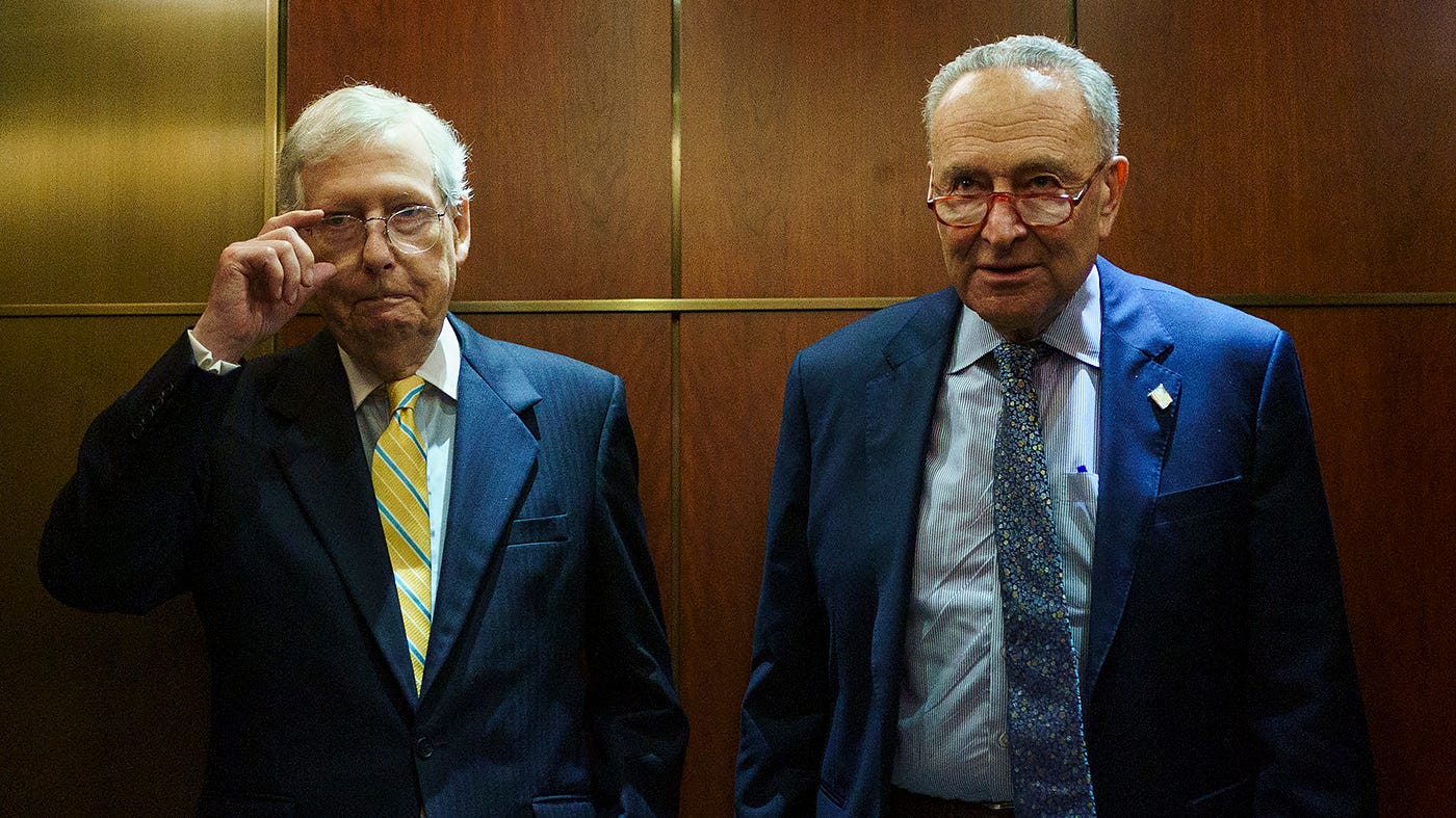 Minority Leader Mitch McConnell (R-Ky.) and Majority Leader Chuck Schumer (D-N.Y.)