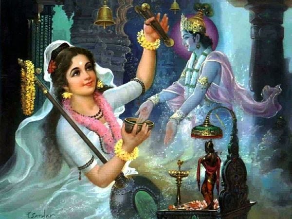 Meerabai singing praises for Lord Krishna 