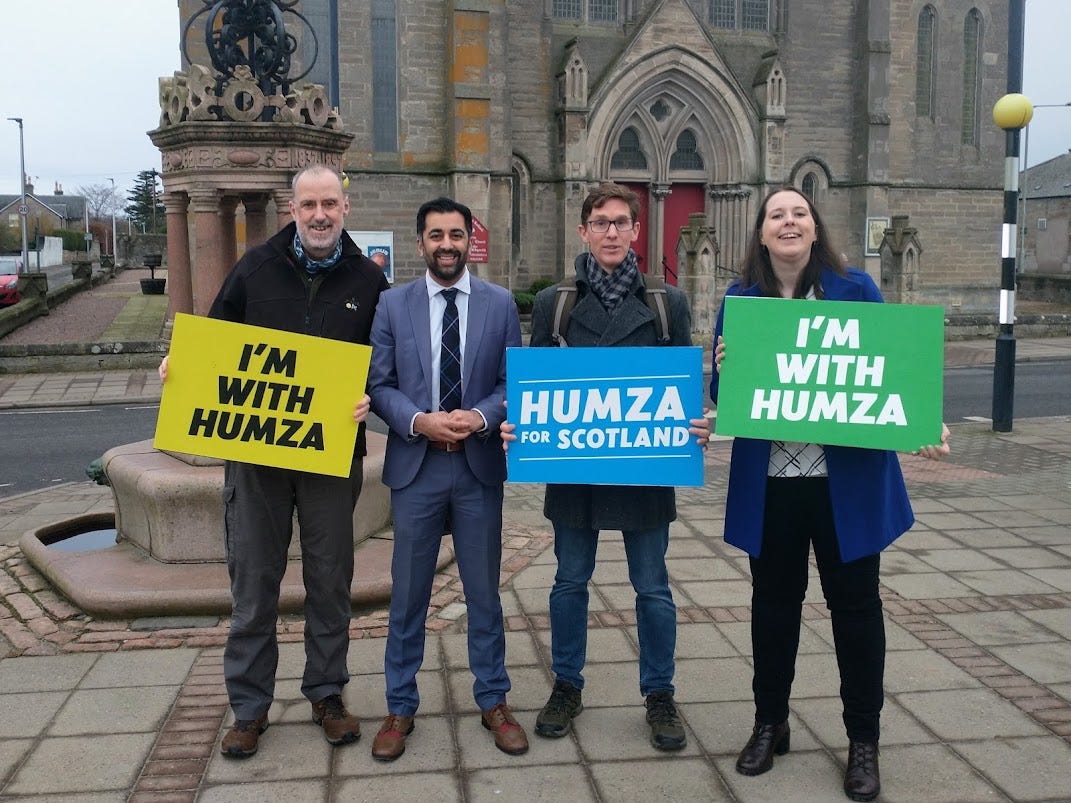 me, Humza Yousaf MSP, Gavin Cobb, and Emma Roddick MSP standing in front of St Ninian's