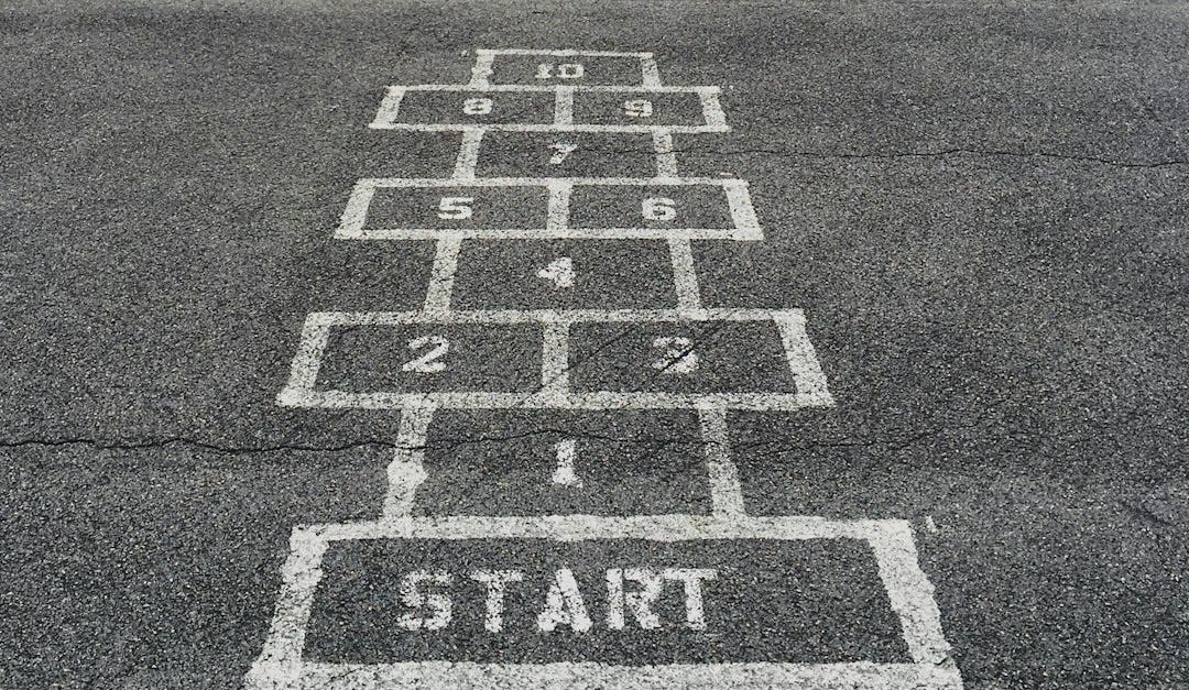 numbering start line on concrete floor