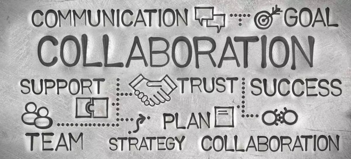 May be an image of text that says 'COMMUNICATION 安 .ç GOAL COLLABORATION SUPPORT TRUST SUCCESS 88........ PLANE . TEAM STRATEGY COLLABORATION'