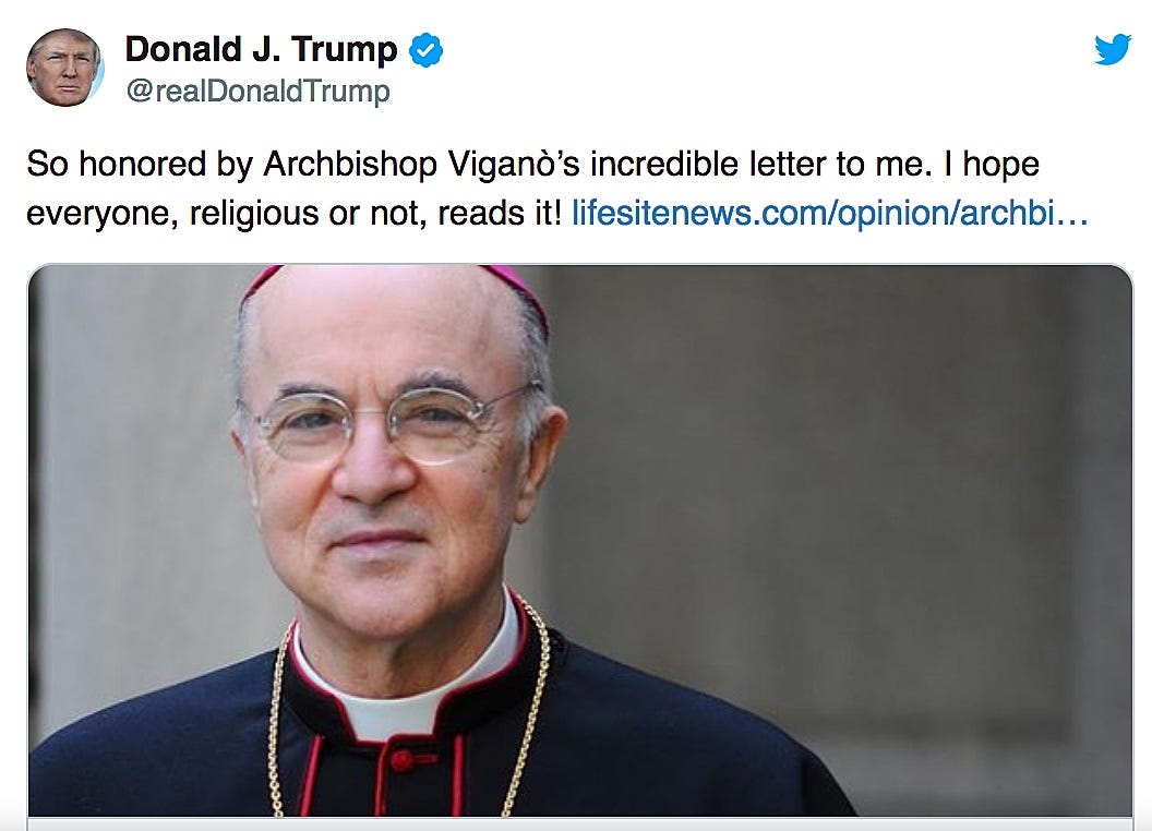 Trump tweets he's 'honoured' by former nuncio's letter warning of COVID-19  conspiracy - Grandin Media