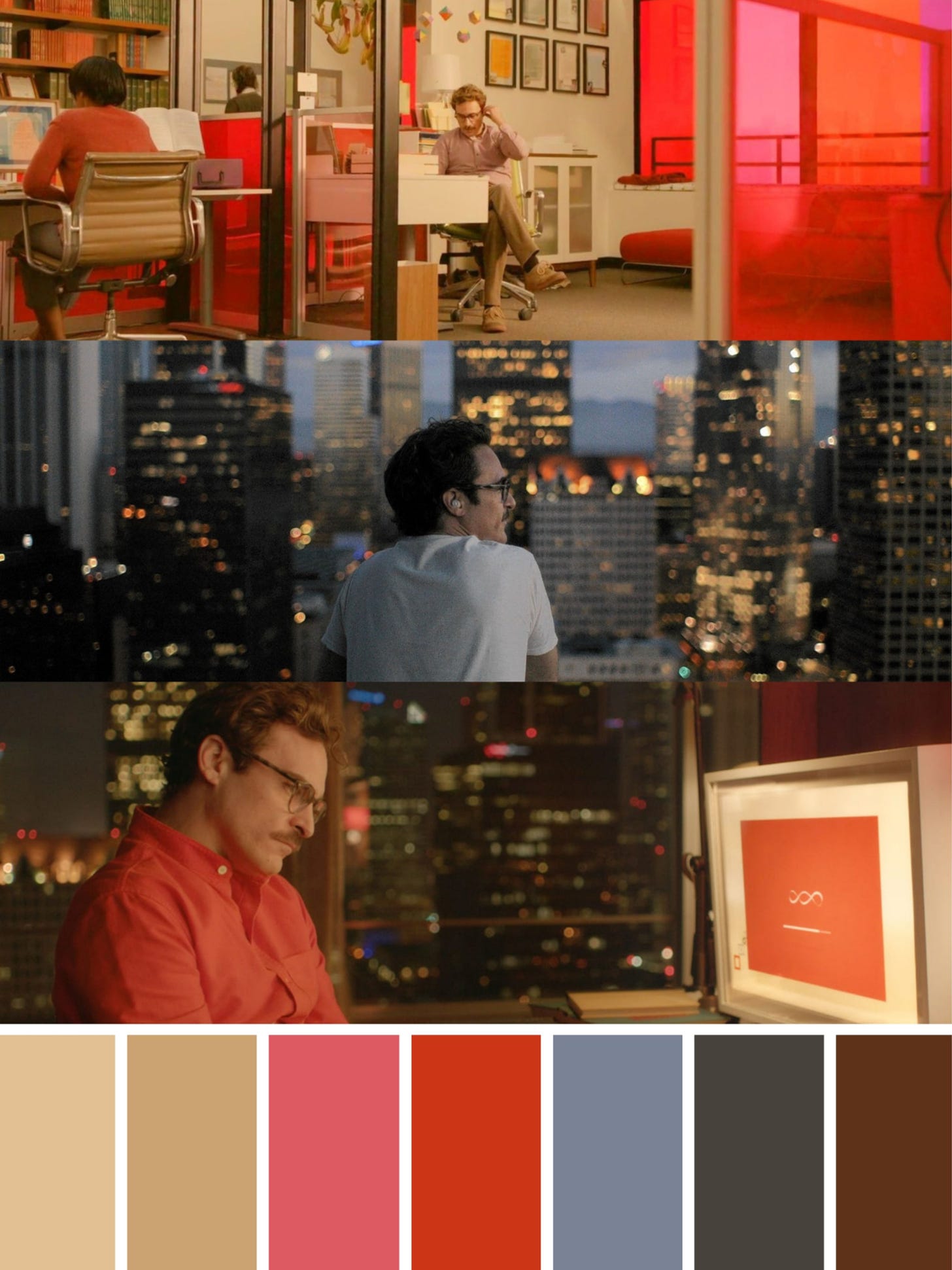 Her (2013) | Color Palette | Movie inspiration | Beautiful cinematography,  Colorful movie, Cinematic photography