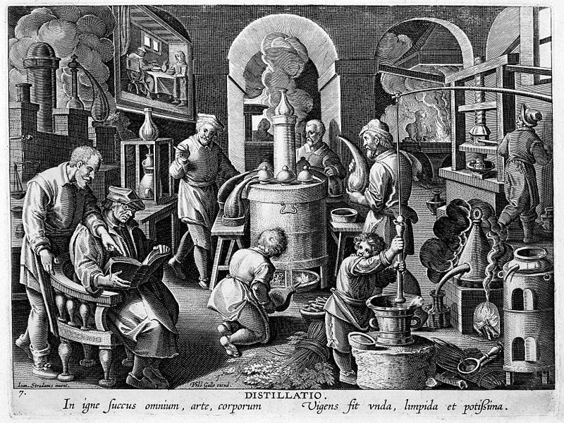 File:'Distillatio', scene in an alchemist laboratory Wellcome M0018149.jpg