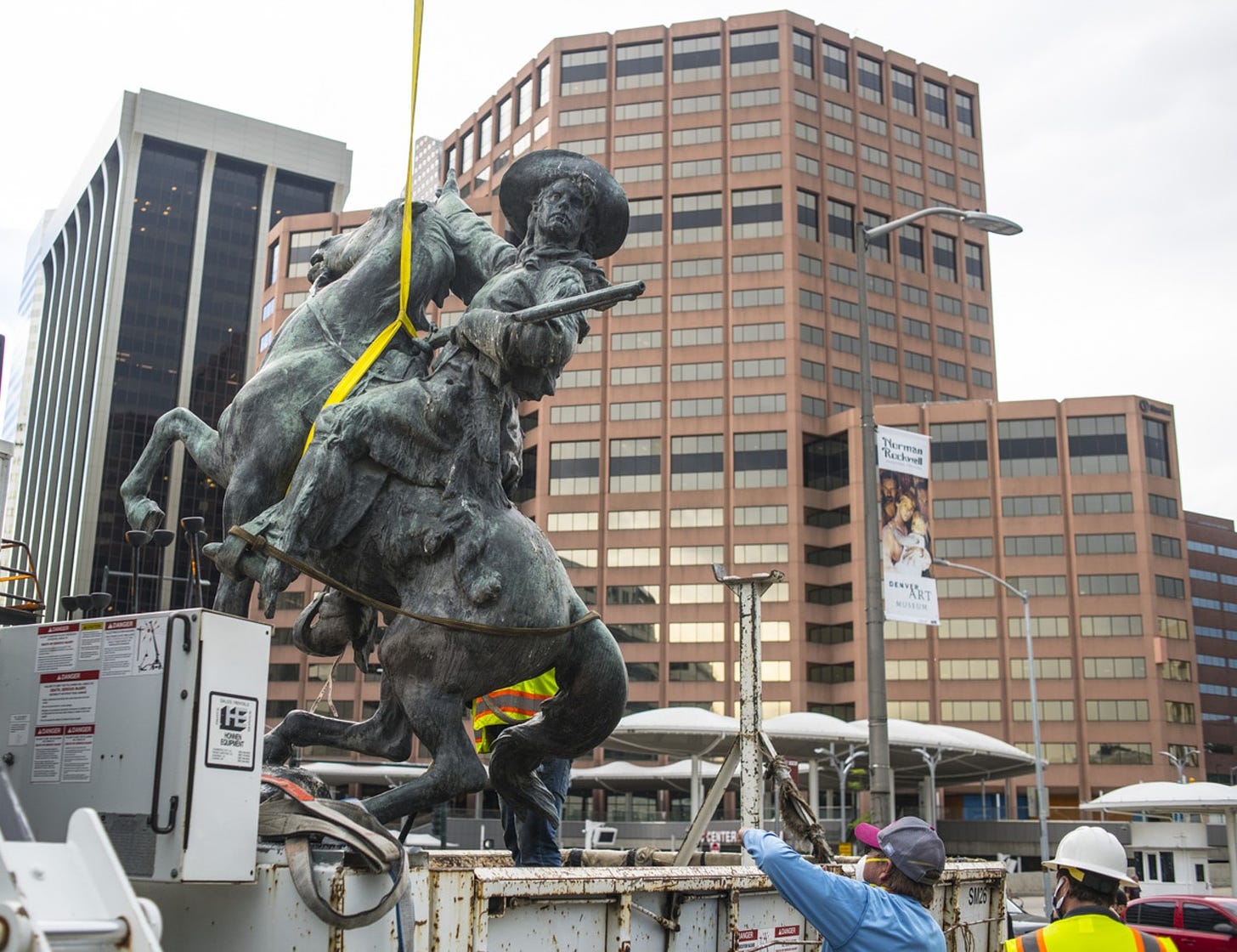 Photos: Denver Crews Remove Kit Carson From "Pioneer Monument" | Westword