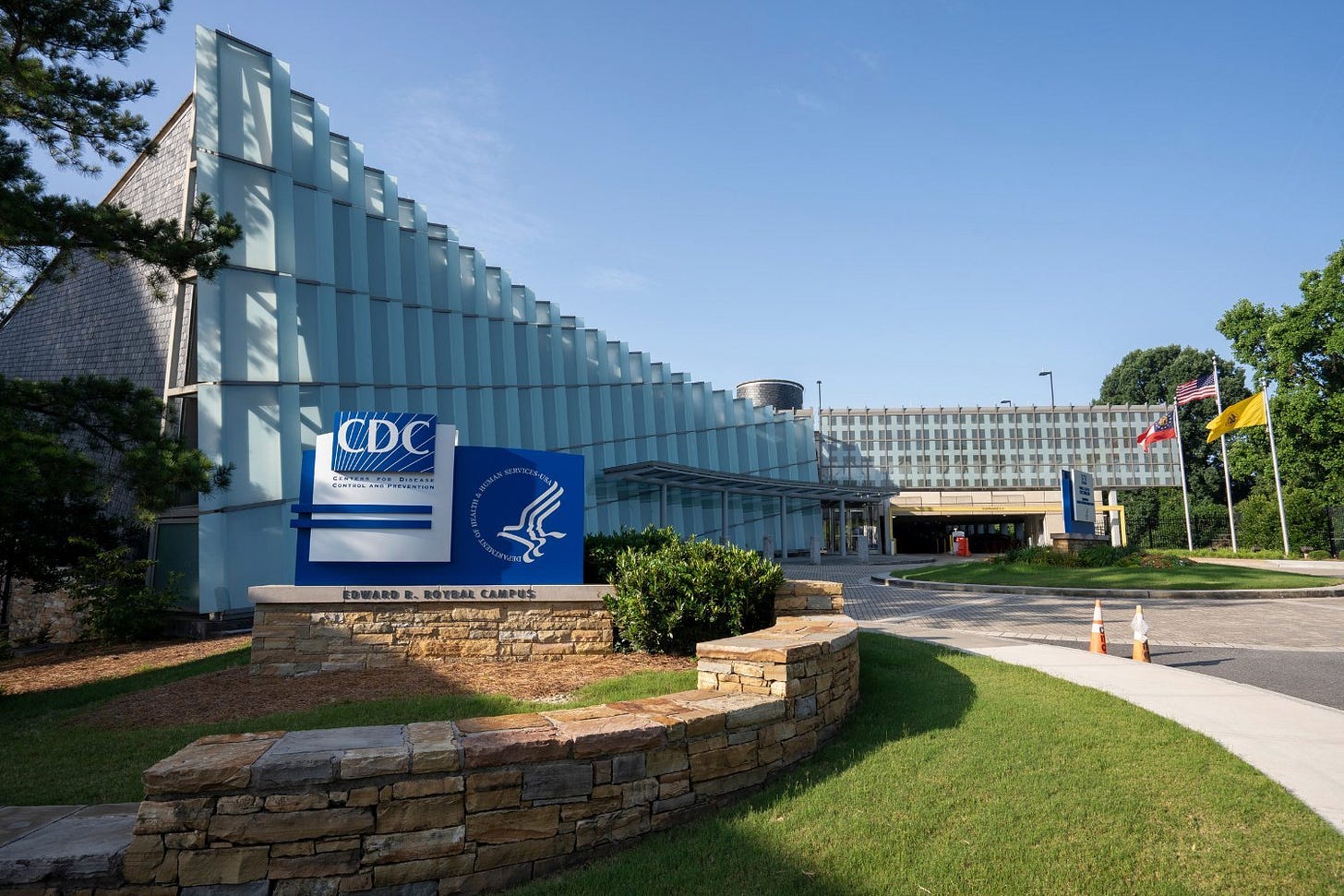 An exterior view of the David J. Sencer CDC Museum at the Edward R. Roybal campus, the headquarters of the Centers for Disease Control and Prevention (CDC) in Atlanta, Georgia.