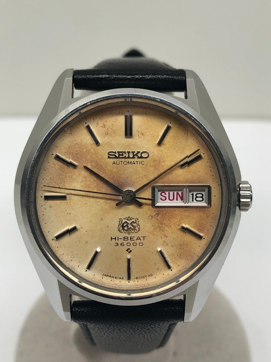 稼動品 SEIKO GS グランドセイコー 唐草 HI-BEAT 36000 自動巻き カットガラス メダリオン アンティーク メンズ 腕時計