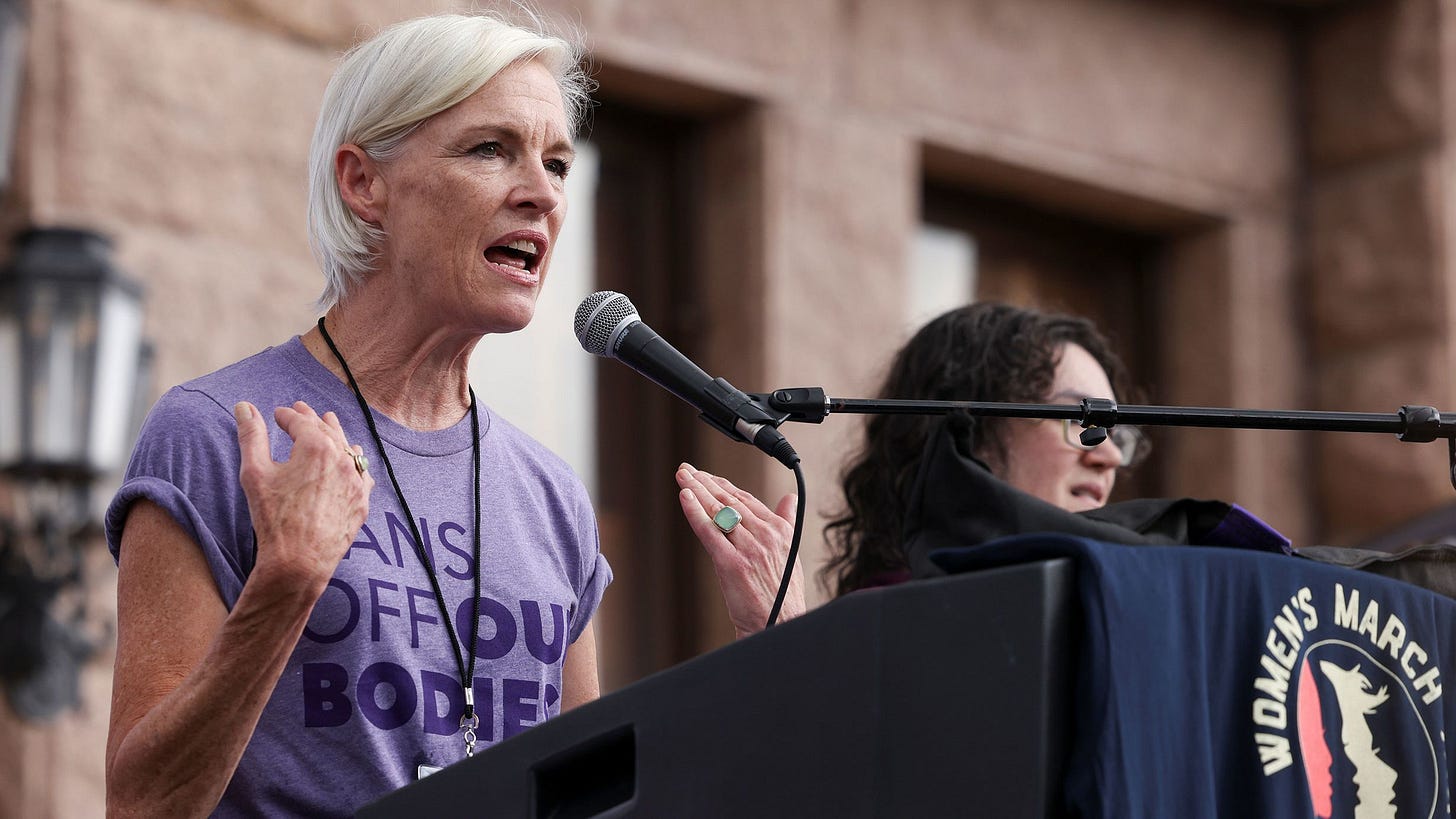 Activist Cecile Richards speaks during the nationwide Women's March in 2021.