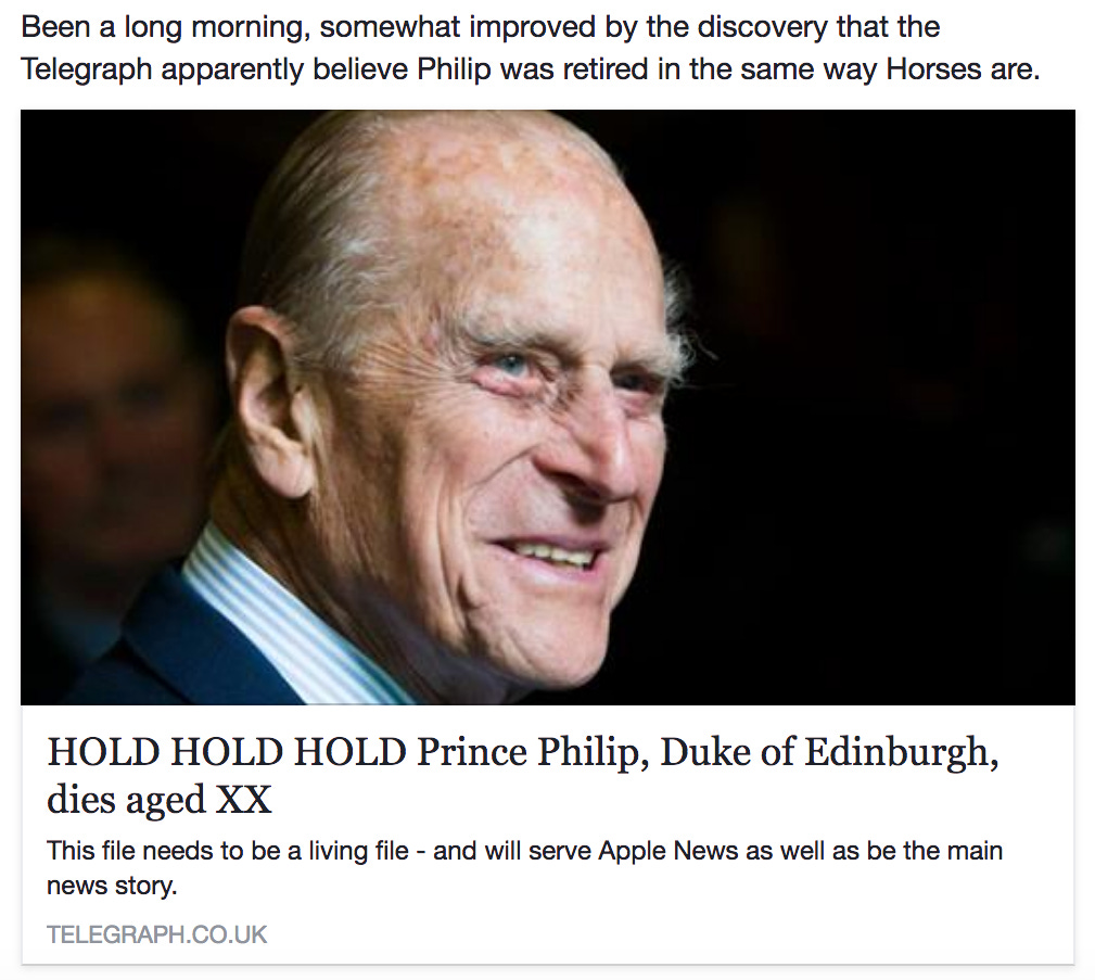 Prince Phillip Horse Retired