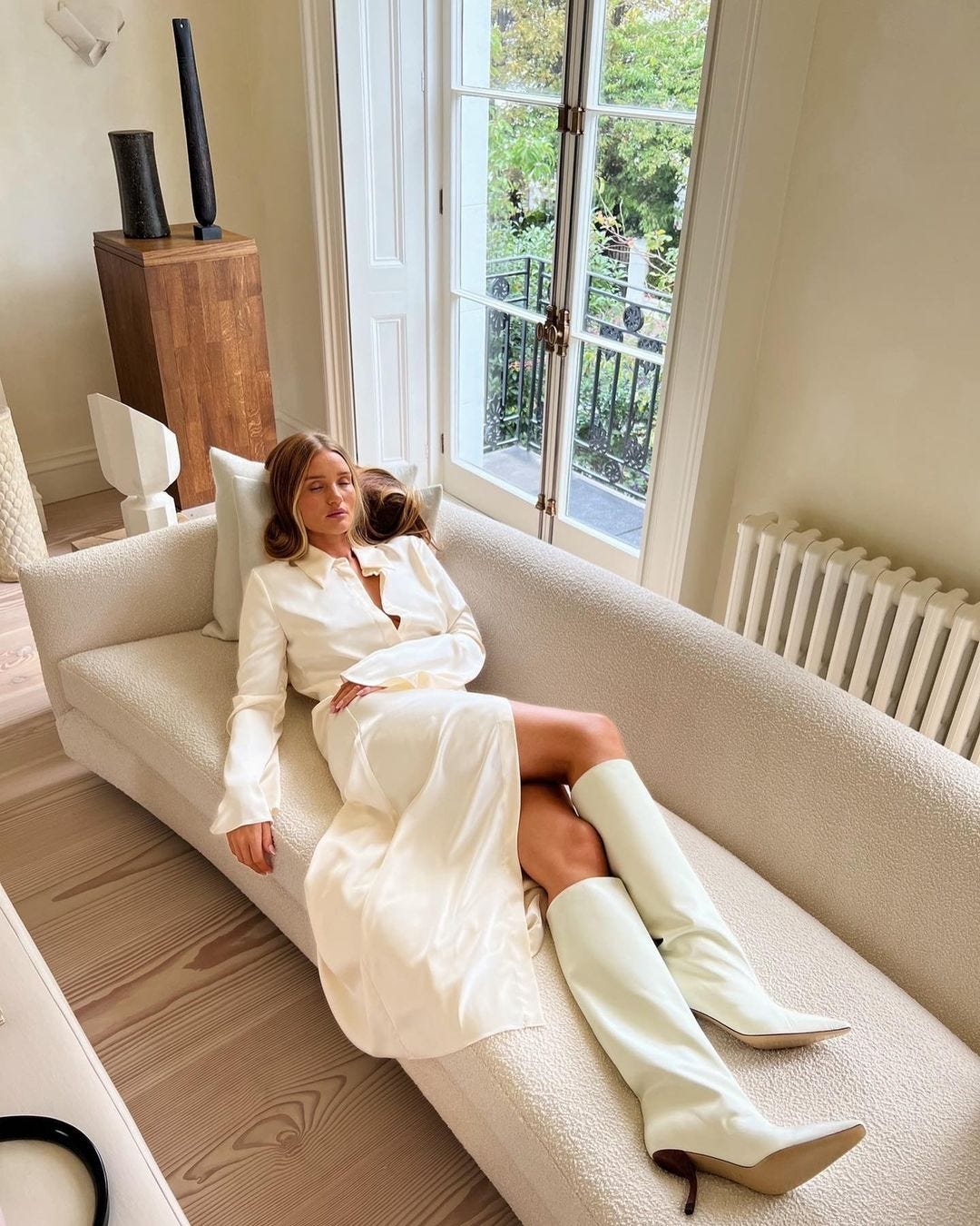 Rosie HuntingtonWhiteley is a fan of expensive neutrals.