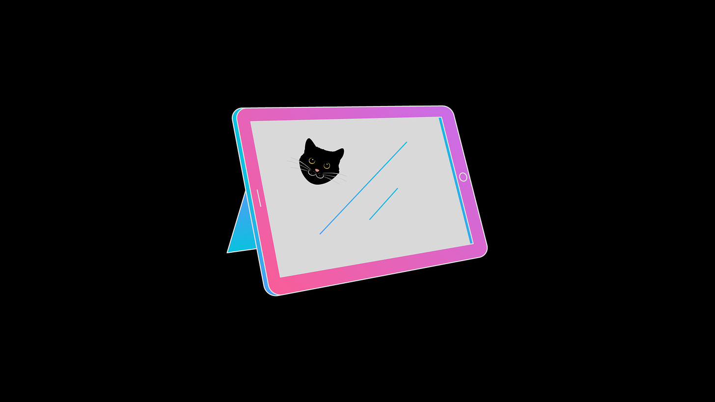 Image of cat face inside tablet