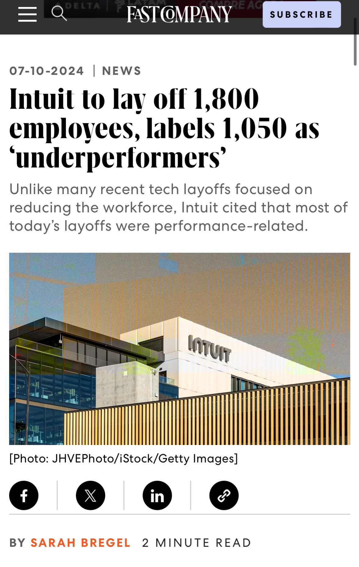 r/recruitinghell - Intuit laid off 1800 people and called them ‘underperformers’