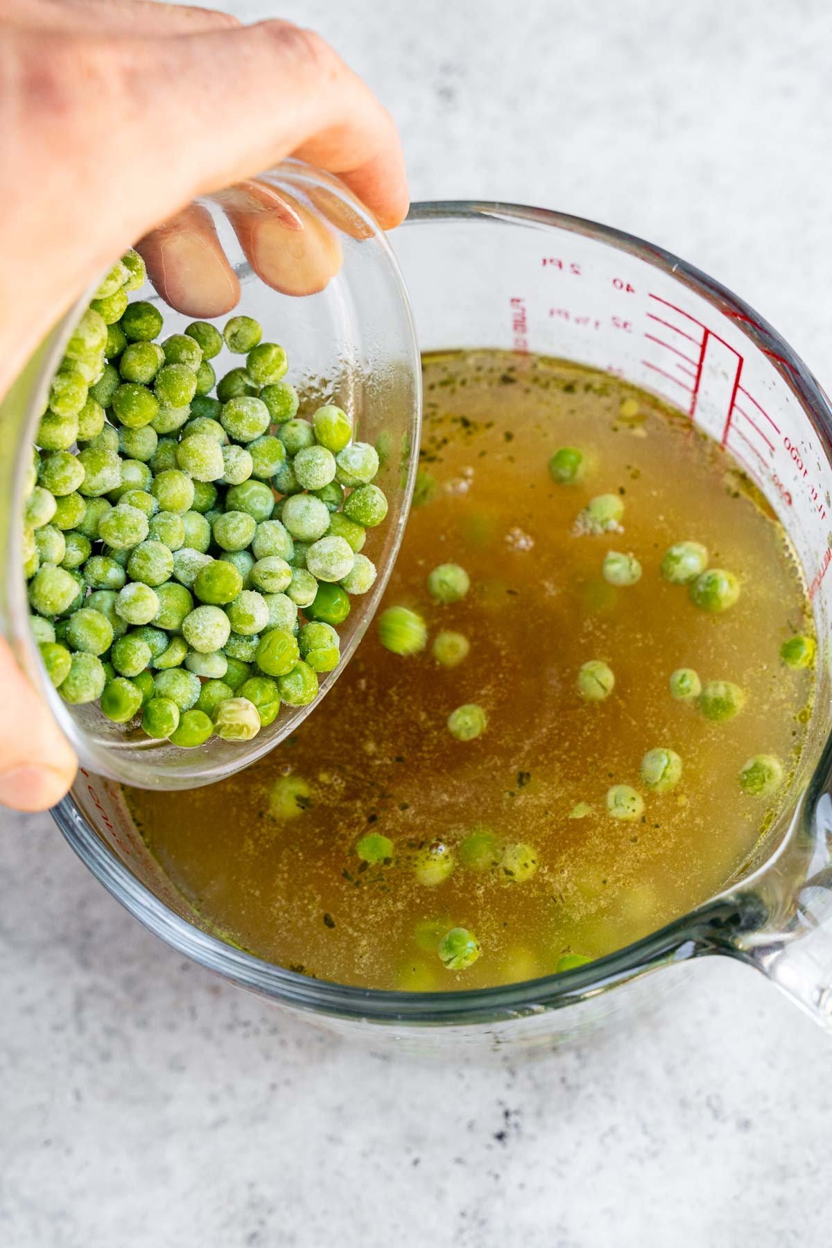 combining peas and stock