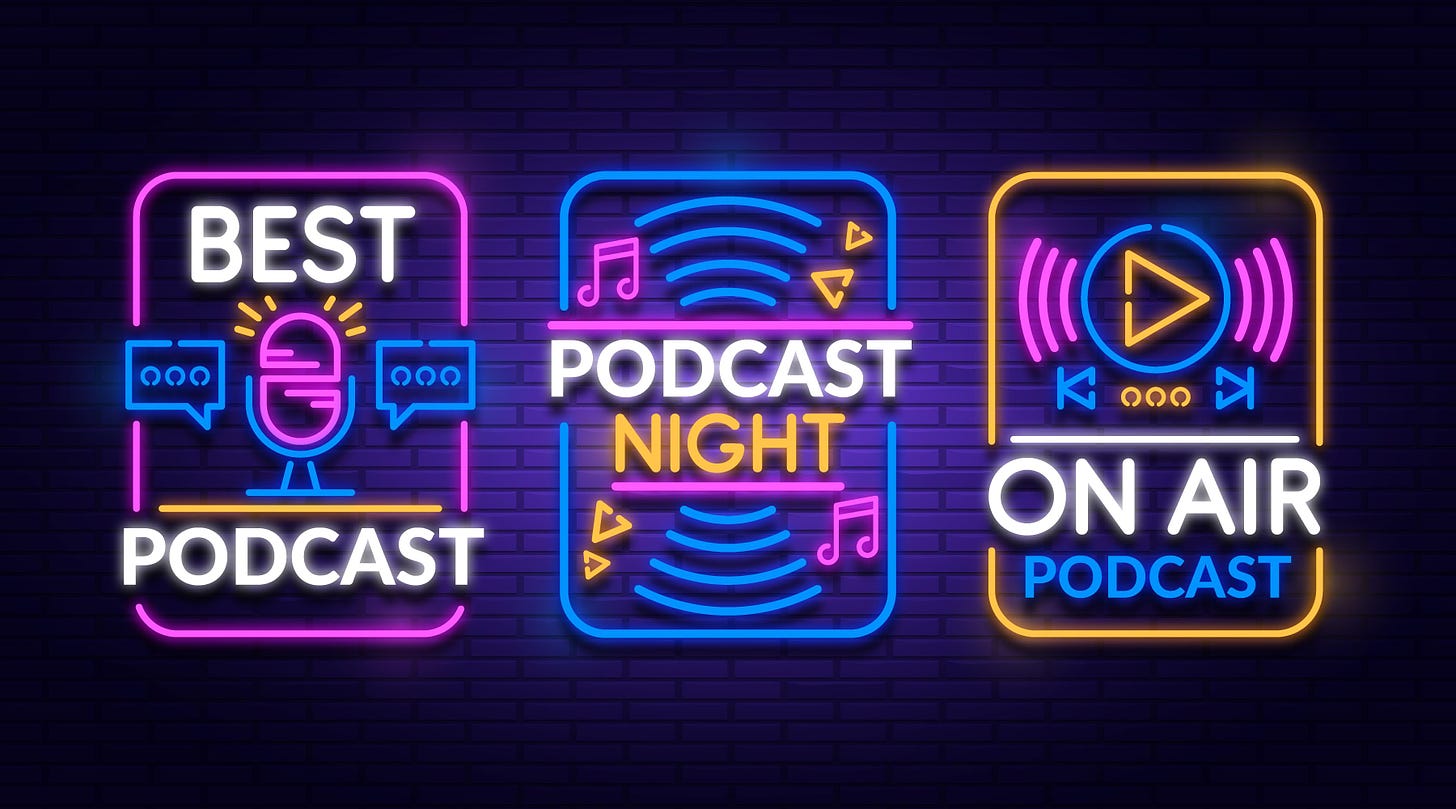 Image depicting three different types of podcast - designed by Freepikt 