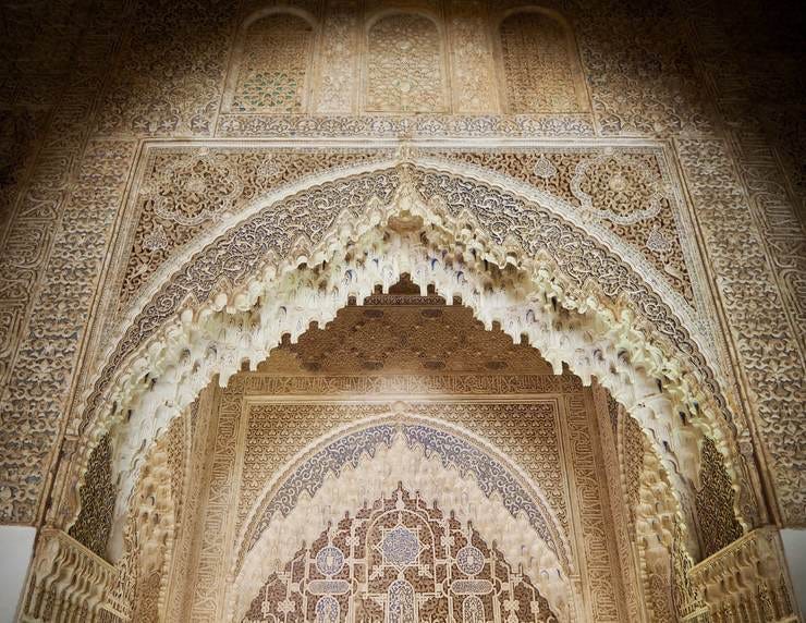 Intricate stonework at the Alhambra in Granada