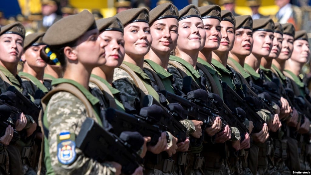 Ukraine's Defense Ministry has adapted a summer field uniform specifically designed by volunteers for the country's tens of thousands of female soldiers amid the Russian invasion. Production has not yet begun, but one soldier says, "We're getting there, and that's wonderful." (file photo)