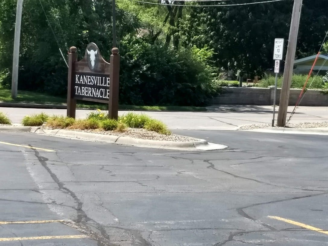 Entrance to Kanesville Tabernacle parking lot