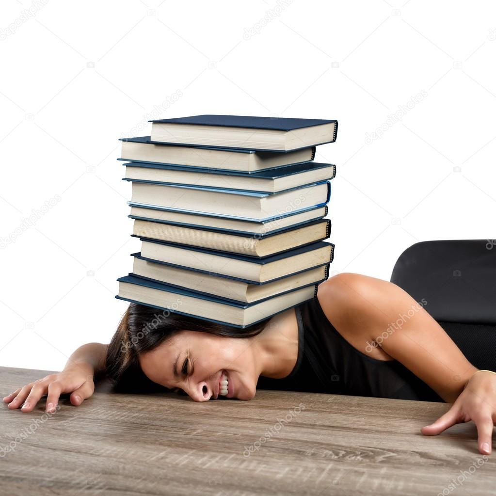 Women crushed by books Stock Photo by ©alphaspirit 60636337