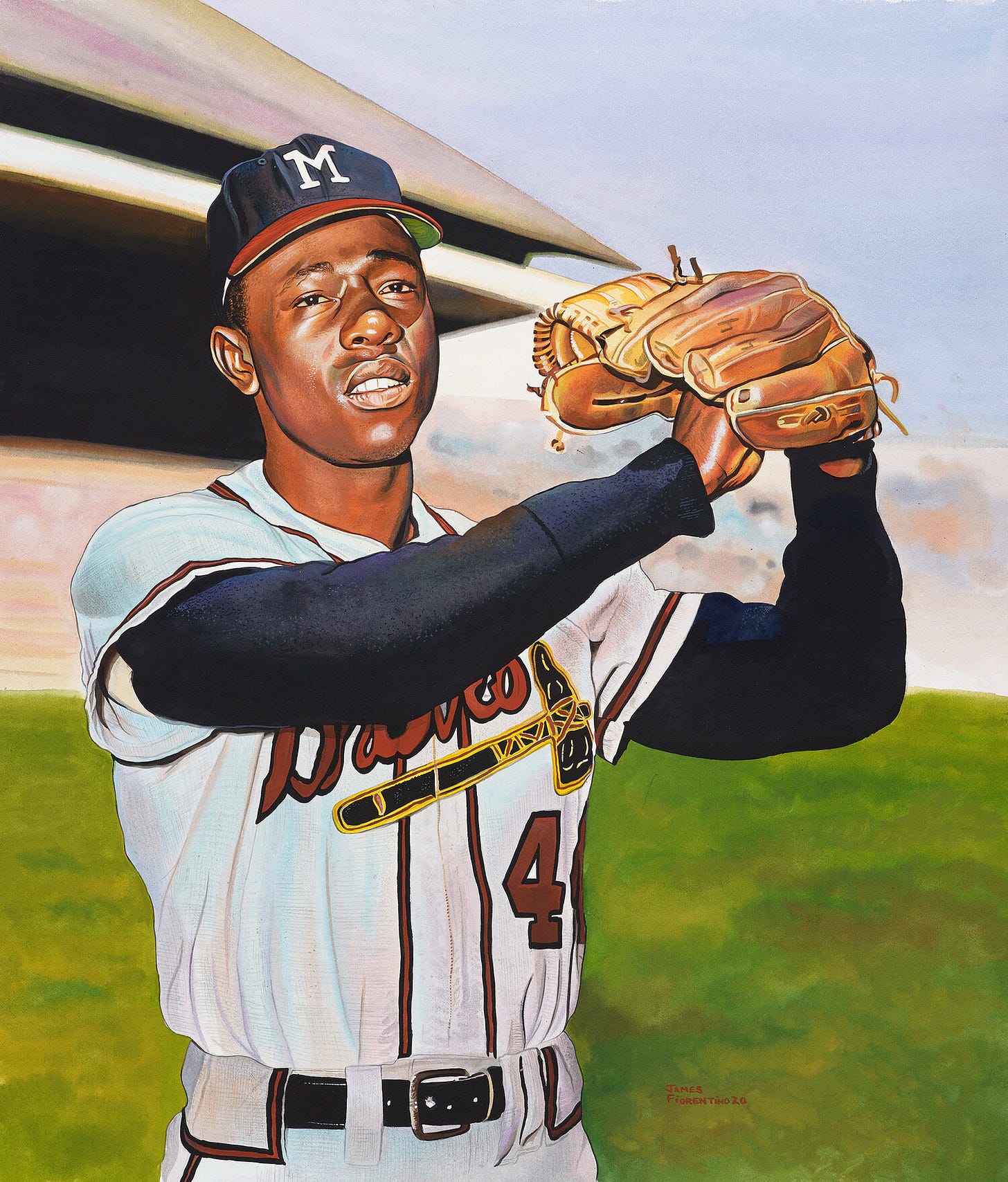 Hank Aaron 16 x 20 watercolor (2020) Private collection