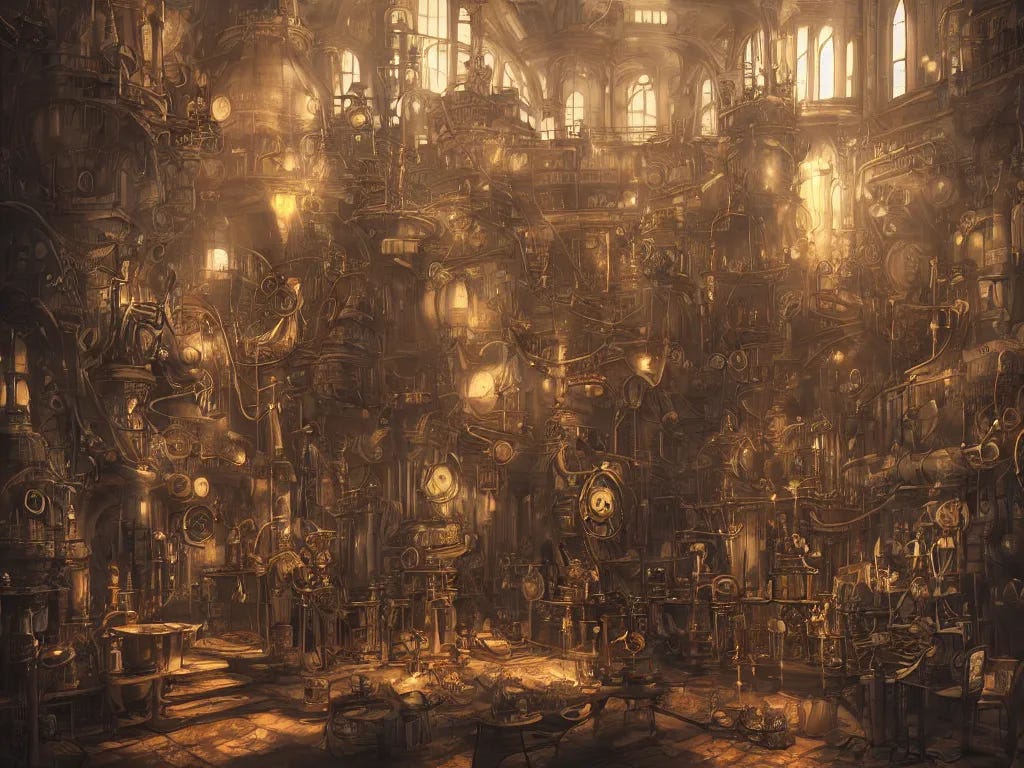 large steampunk alchemy lab, beautiful digital art, | Stable Diffusion |  OpenArt