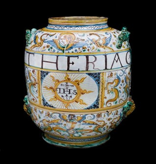 Albarello vase for theriac, Italy, 1641