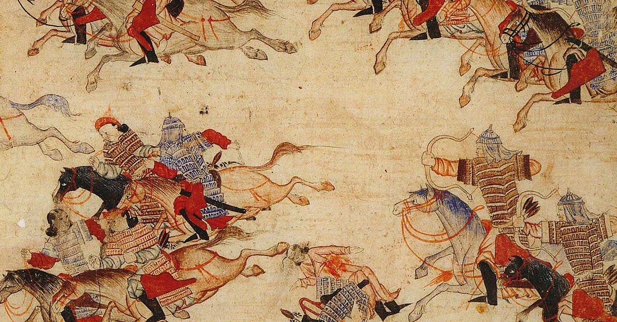 Mongol art men on horses