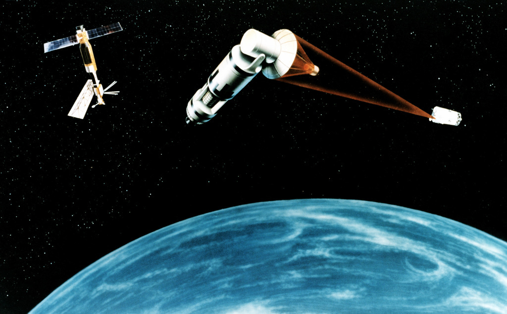 An artist's concept of a Space Laser Satellite Defense System - NARA &  DVIDS Public Domain Archive Public Domain Search