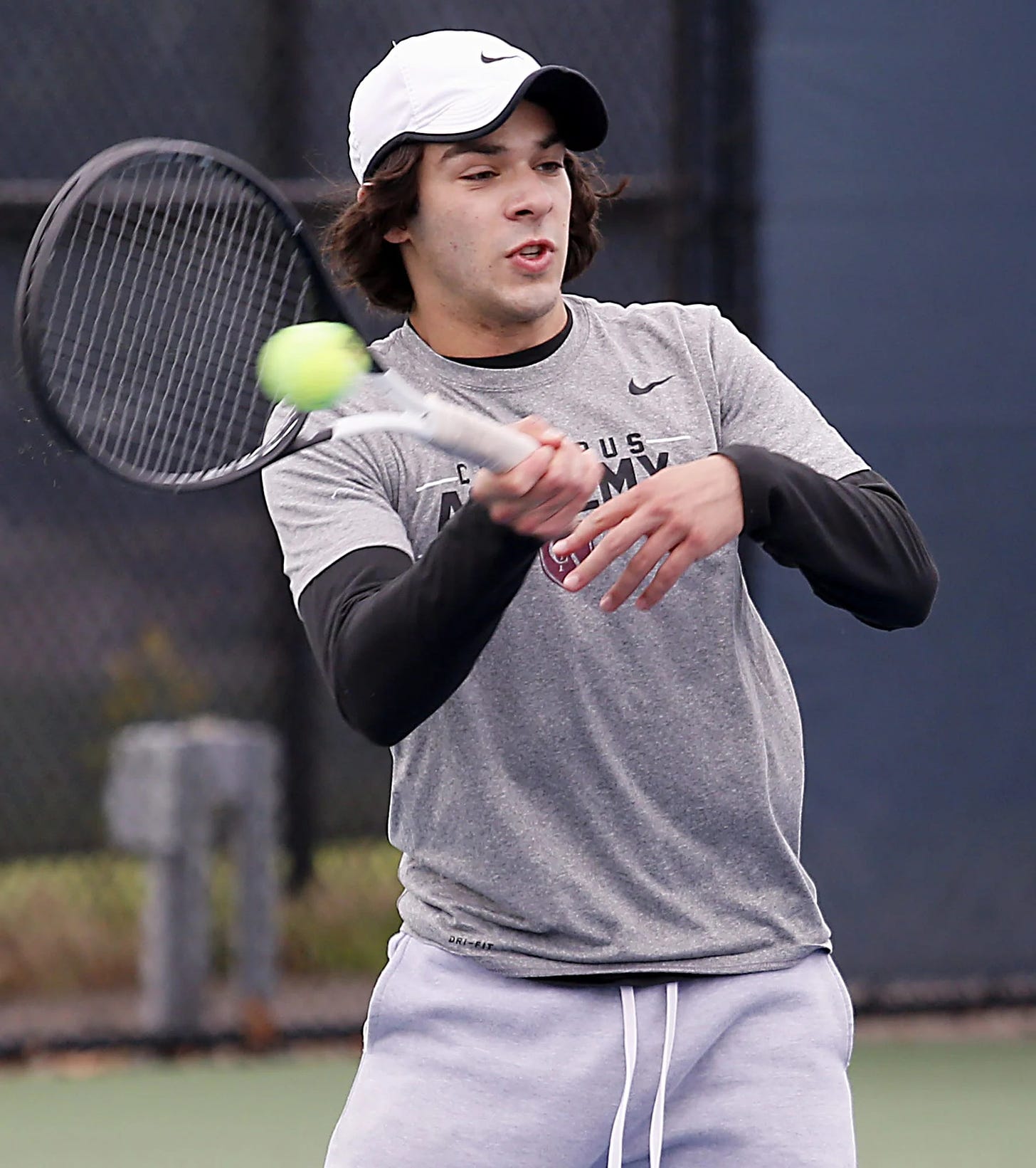 Jack Madison competes for Columbus Academy in the Division II state tournament in 2021 at Lindner Family Tennis Center in Mason. Madison, who was from Bexley, died in his sleep Jan. 2. He was a sophomore tennis player at Colorado College.