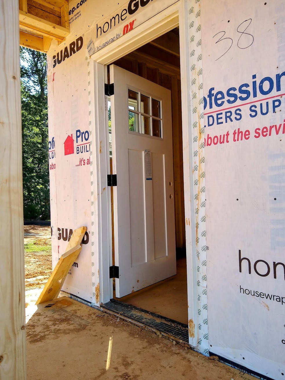 Doorway of a house being constructed.