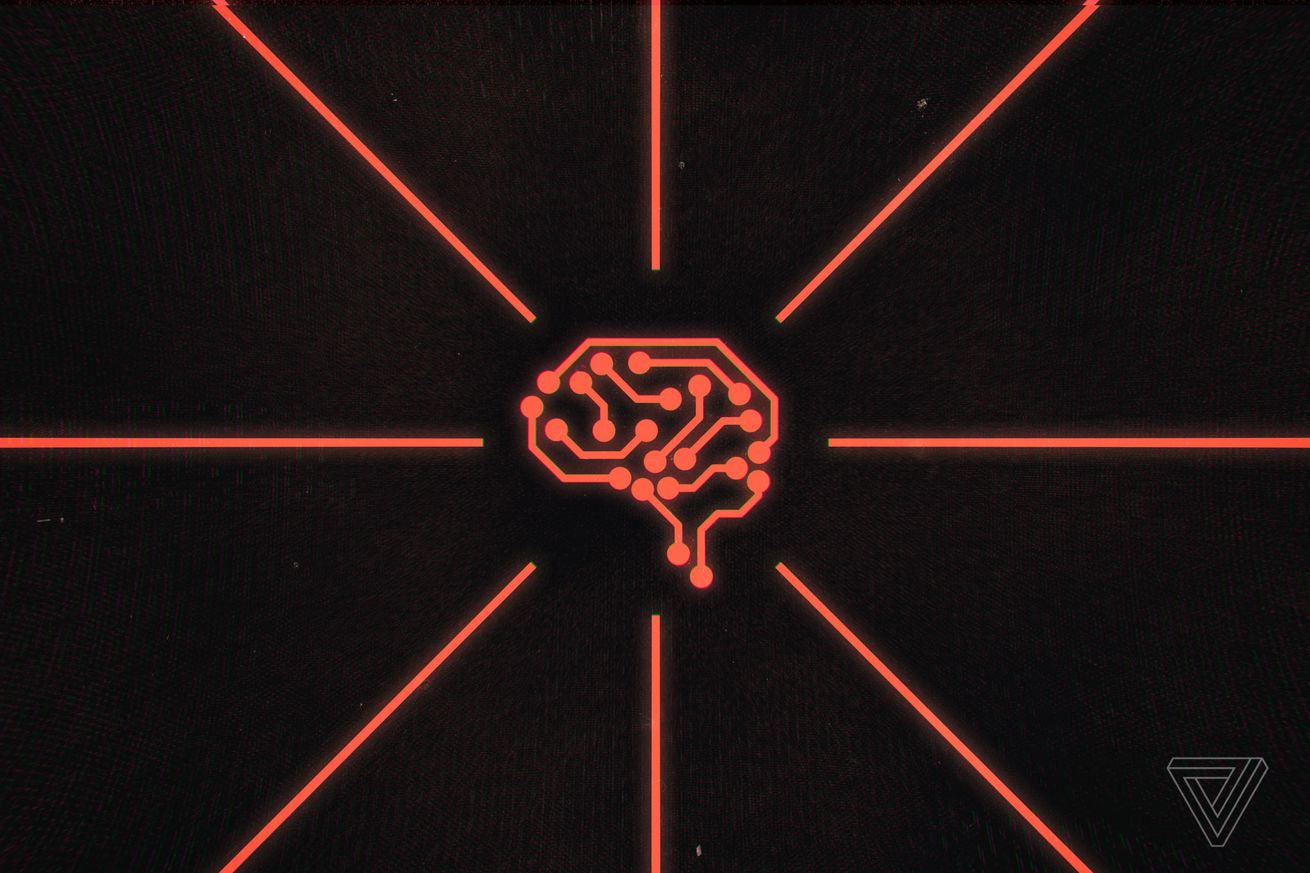 Um cerebro estilizado em linhas vermelhas num fundo preto