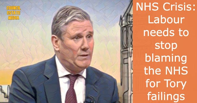 The Labour Party needs to stop blaming the NHS for Tory failings. The NHS does not need "reform" (they mean further privatisation), it needs a reversal of 43 years of dreadful neoliberal reforms. NHS privatisation has been nothing short of a disaster and continued outsourcing of services would be sheer madness.   If we can depend on the Labour Party for one thing, it should surely be protecting the NHS, and yet Starmer and Streeting are making me genuinely nervous. Streeting's masterplan is to enlist the help of the private sector to reduce the colossal NHS waiting list. Only there are a few tiny problems here...