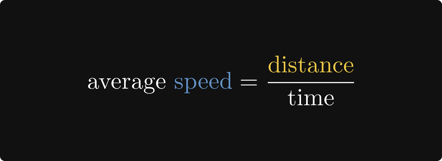 The average speed as the ratio of distance and time
