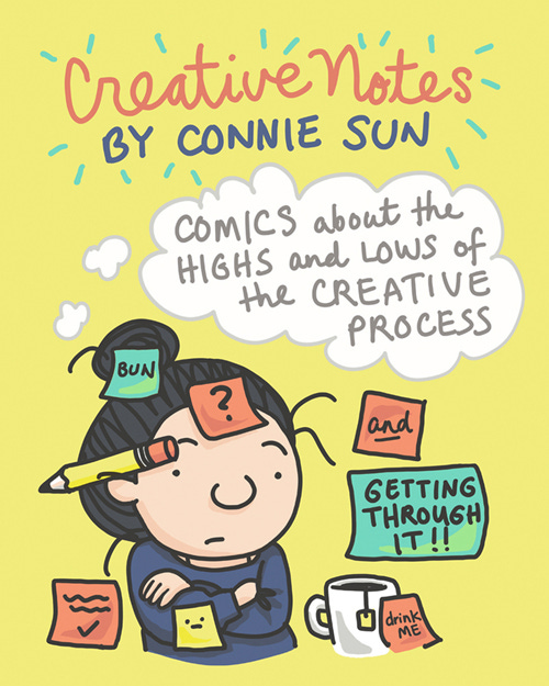 Update: New Comic Series on Tinyview "Creative Notes" is a new weekly comic series by Connie Sun about the highs and lows of the creative process for Tinyview app, cartoonconnie, https://tinyview.com/connie