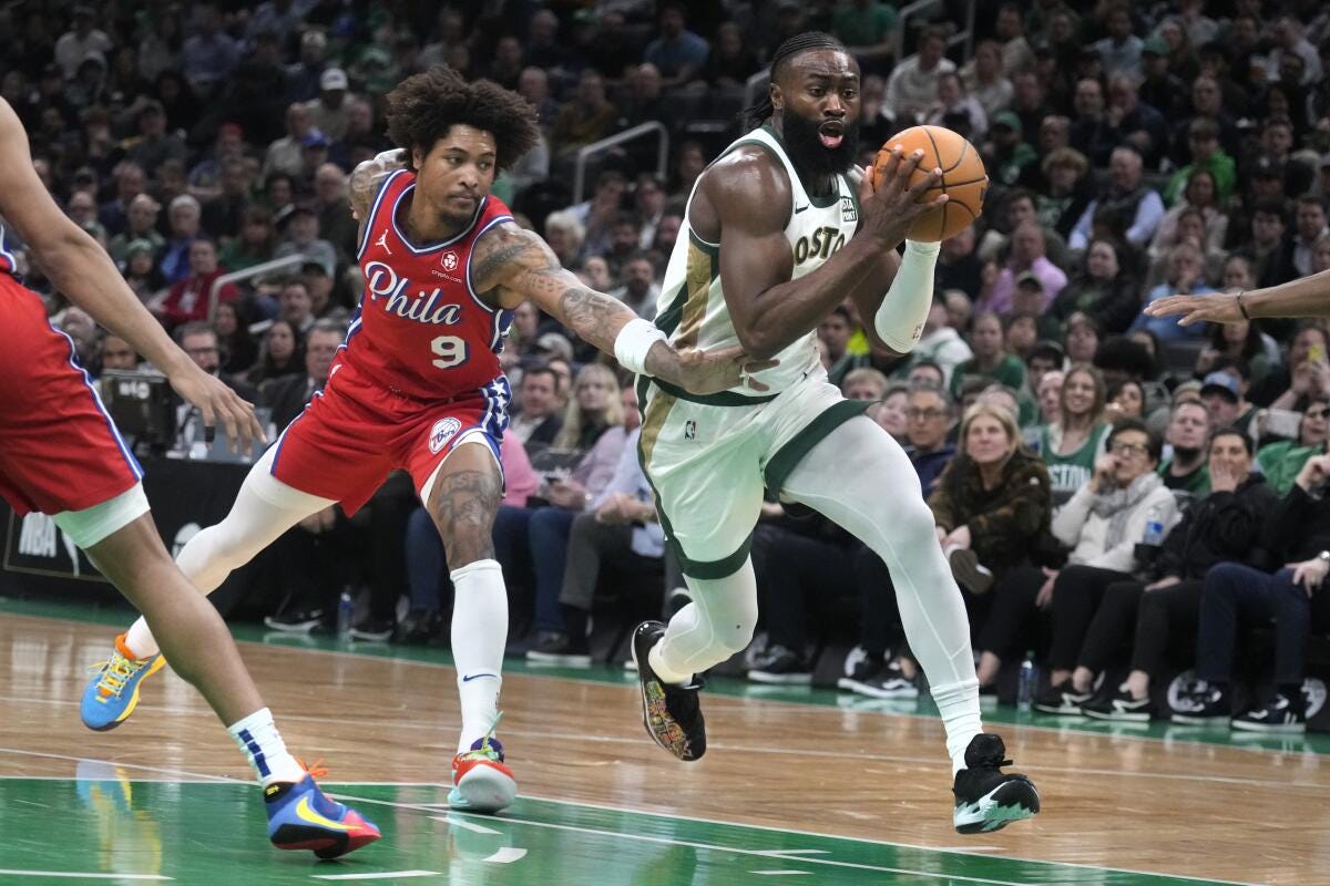 Jaylen Brown scores 31, Celtics pull away in fourth to beat 76ers 117-99 -  The San Diego Union-Tribune