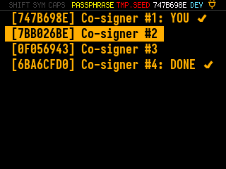Example sharing menu for PSBT