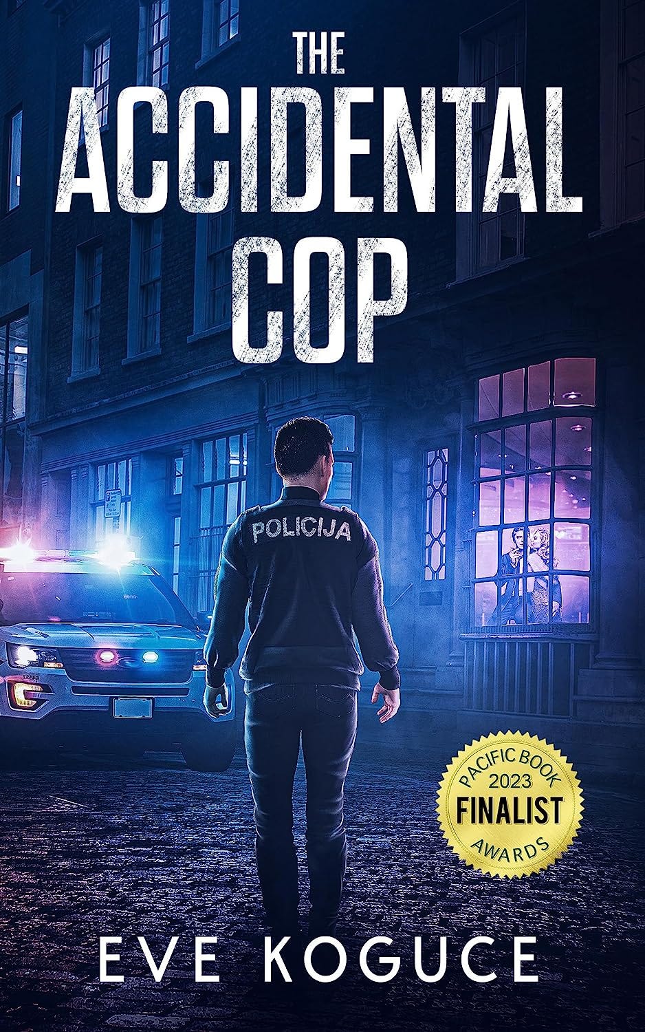 Book cover of The Accidental Copy by Eve Koguce, showing a policeman at night.
