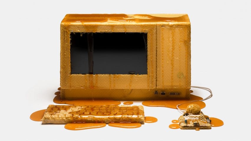 Designers make desktop computers and mice out of honey and ice